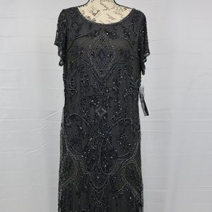 Pisarro Nights beaded maxi dress. Ash blue and cap sleeves size 14. Stunning